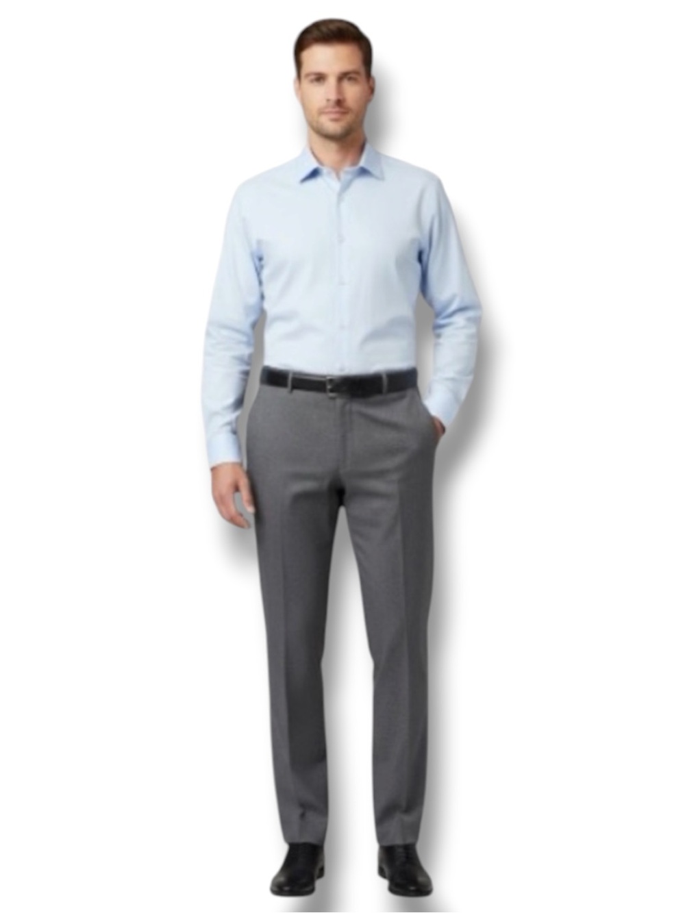 Stafford Pants Worsted Wool Pleated Trousers Charcoal Classic Fit Business 44S